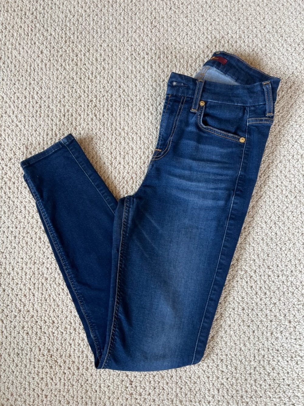 7 For All Mankind Dark Blue Skinny Jeans - Slim Stretch Denim